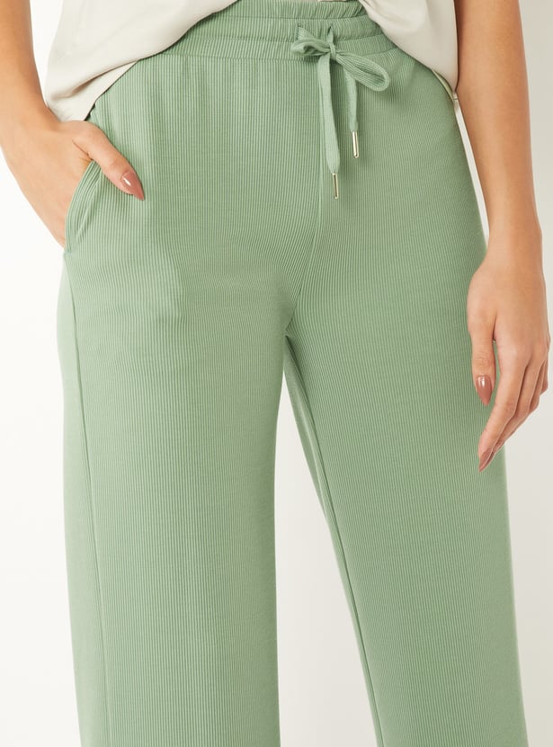 Women Solid Wide Leg Sports Track Pants
