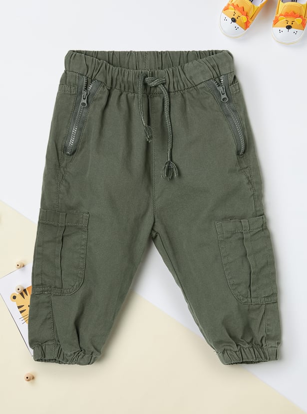 Boys Solid Cargo Joggers