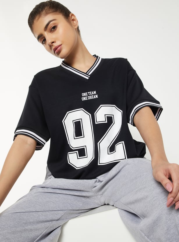 Women Printed Boxy Fit Sports T-shirt