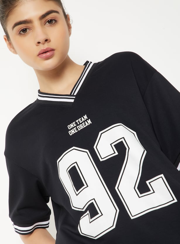 Women Printed Boxy Fit Sports T-shirt