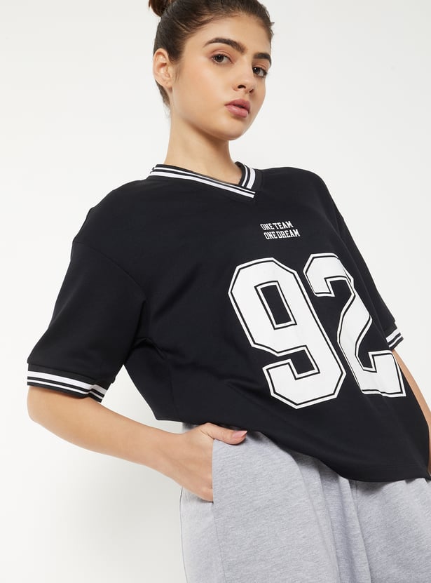 Women Printed Boxy Fit Sports T-shirt