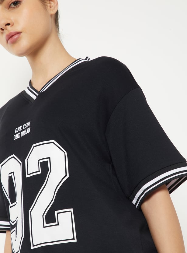 Women Printed Boxy Fit Sports T-shirt