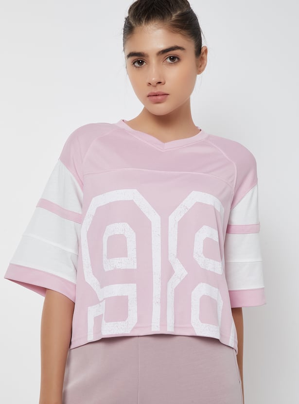 Women Printed Boxy Fit Sports T-shirt