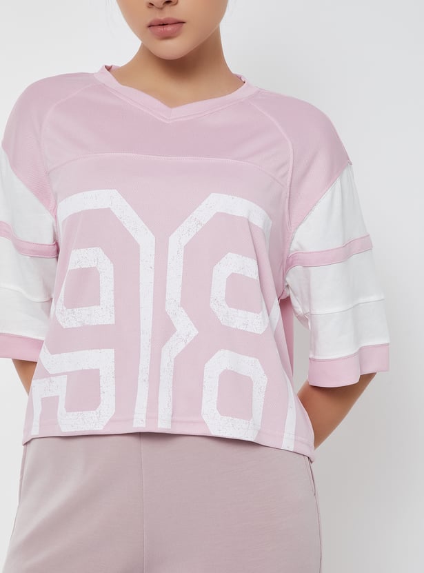 Women Printed Boxy Fit Sports T-shirt