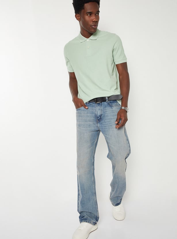 Men Textured Polo T-shirt