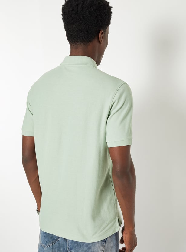 Men Textured Polo T-shirt