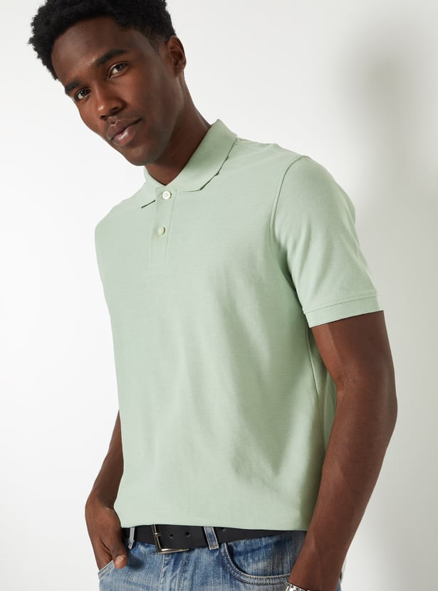 Men Textured Polo T-shirt