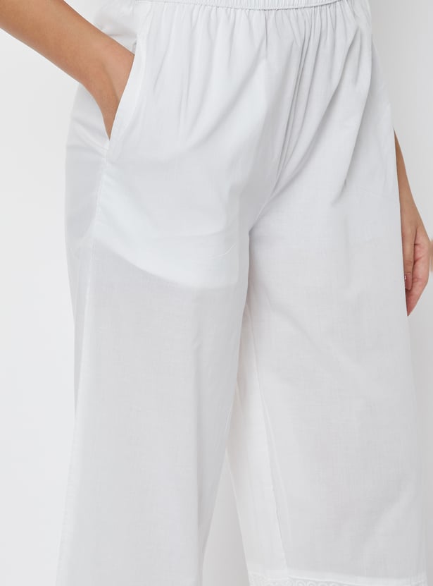 Women Schiffli Hem Palazzos