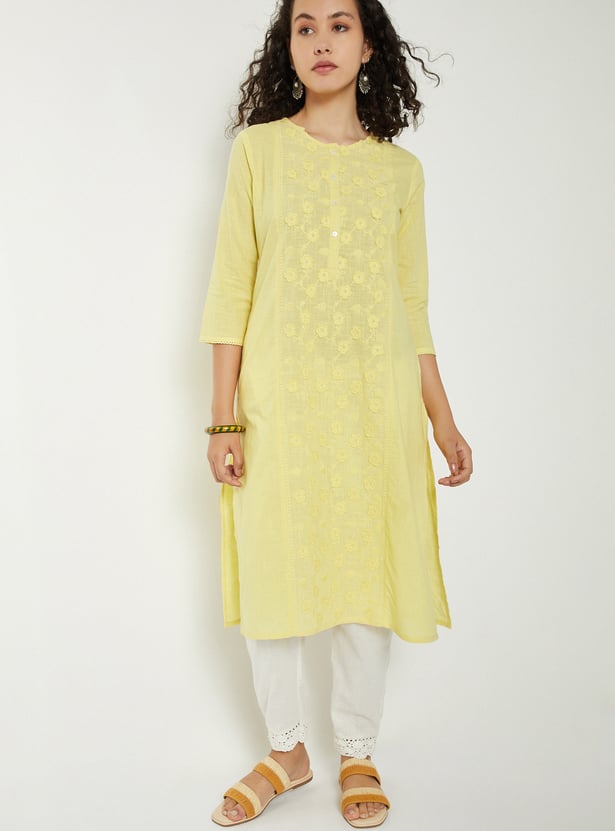 Women Embroidered Straight Kurta