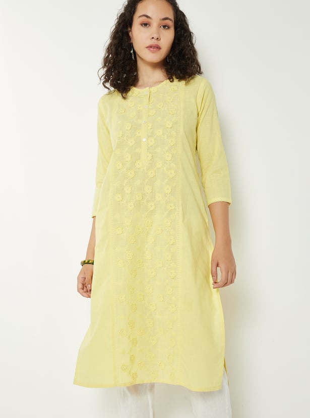 Women Embroidered Straight Kurta