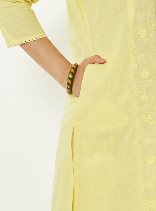 Women Embroidered Straight Kurta