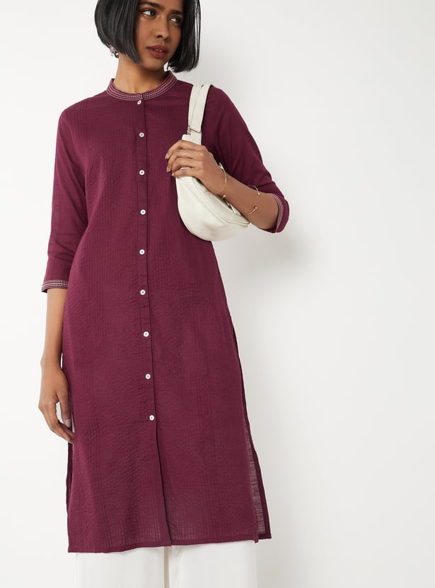 Women Pintuck Straight Kurta