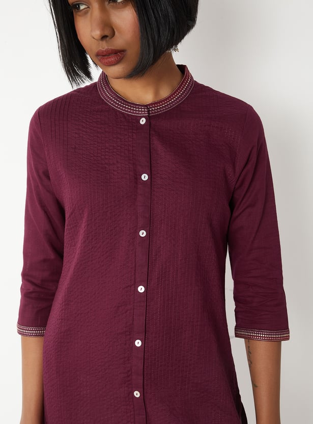 Women Pintuck Straight Kurta