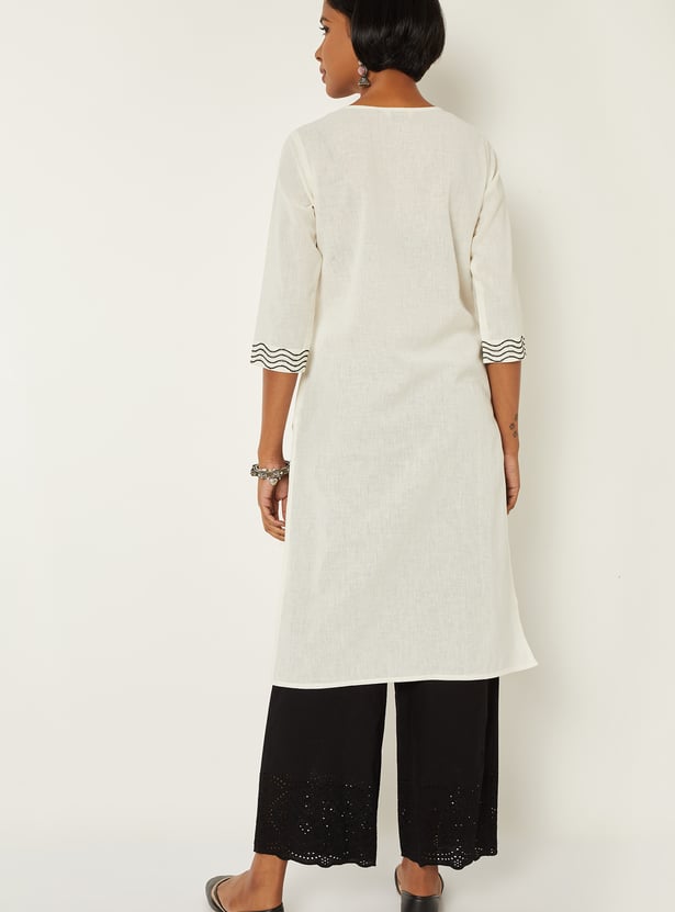 Women Embroidered Straight Kurta