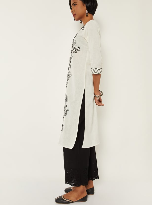 Women Embroidered Straight Kurta