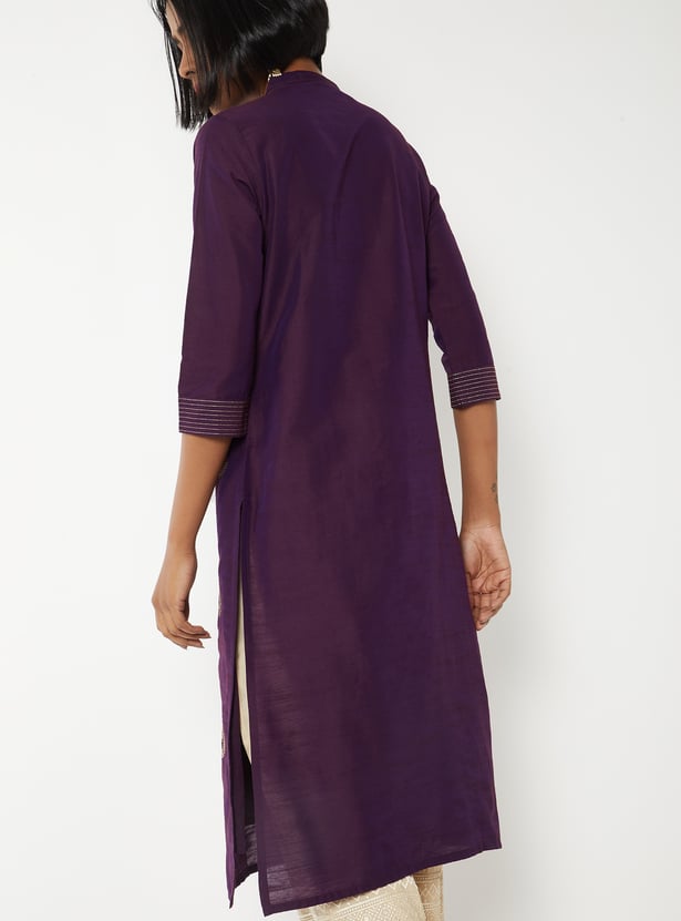 Women Embroidered Straight Kurta