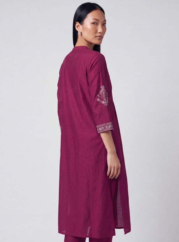 Women Embroidered Straight Kurta Set