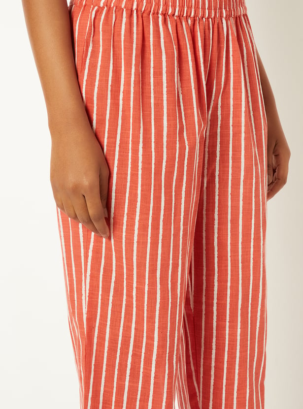 Women Striped Straight Kurta Set