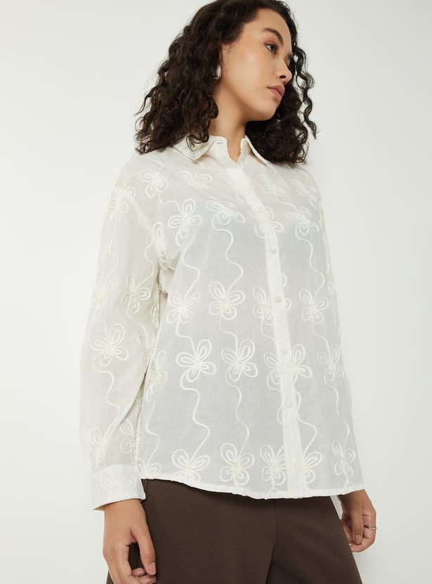 Women Embroidered Oversized Shirt
