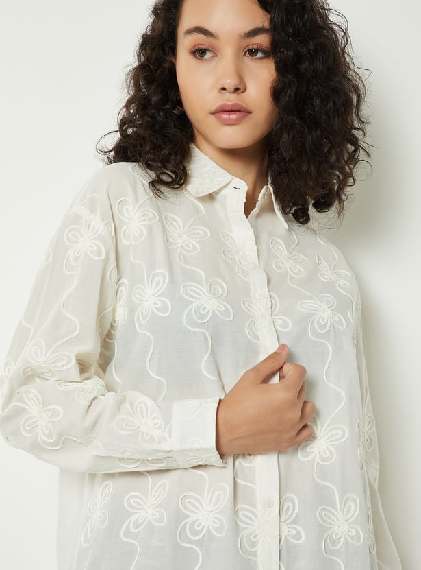 Women Embroidered Oversized Shirt