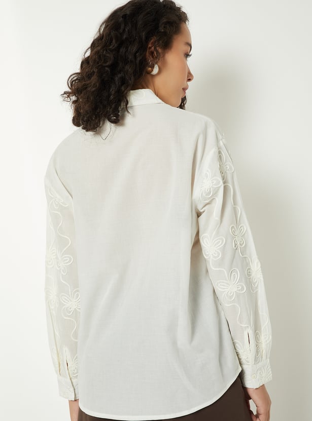 Women Embroidered Oversized Shirt