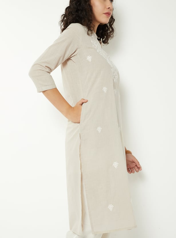 Women Embroidered Straight Kurta
