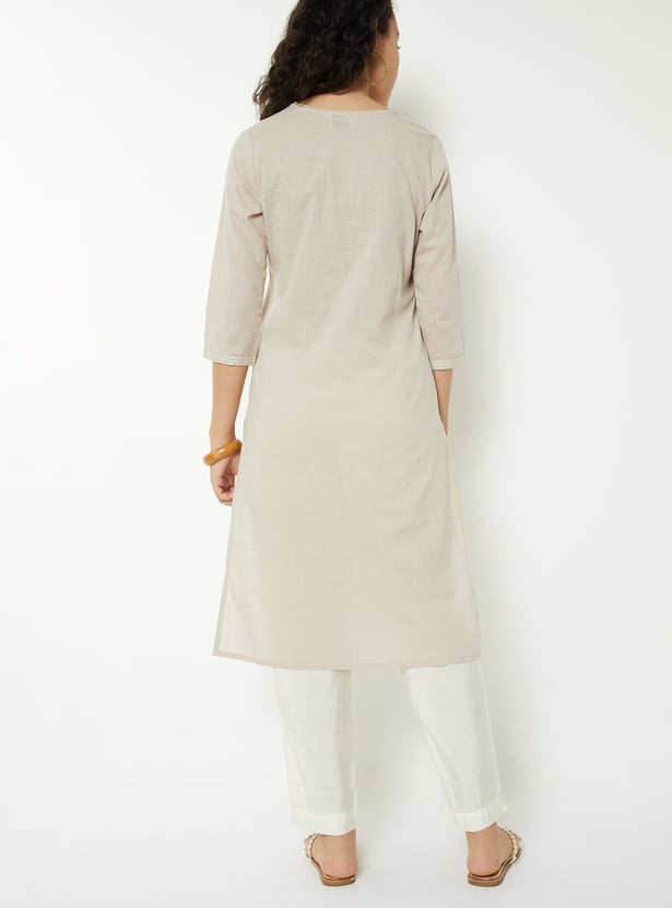 Women Embroidered Straight Kurta