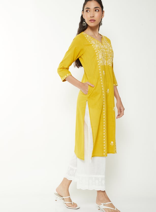 Women Embroidered Straight Kurta
