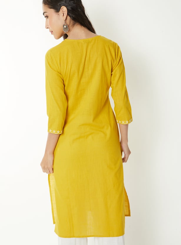 Women Embroidered Straight Kurta