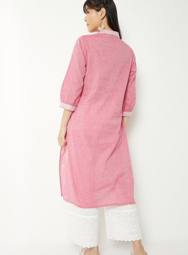 Women Embroidered Straight Kurta