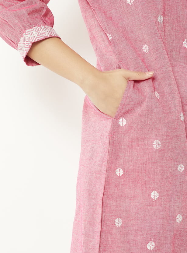 Women Embroidered Straight Kurta