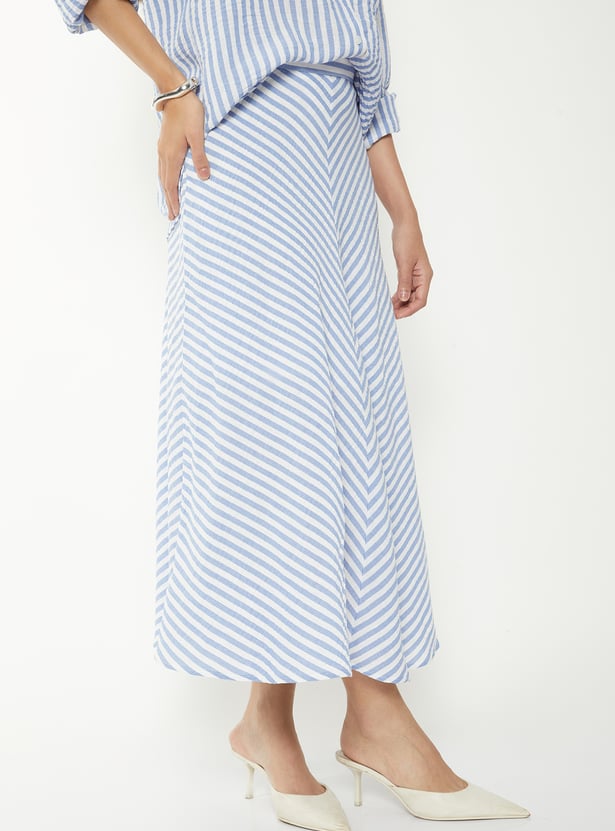 Women Striped A-line Skirt