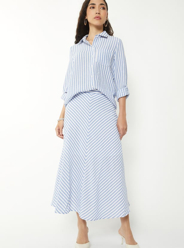 Women Striped A-line Skirt