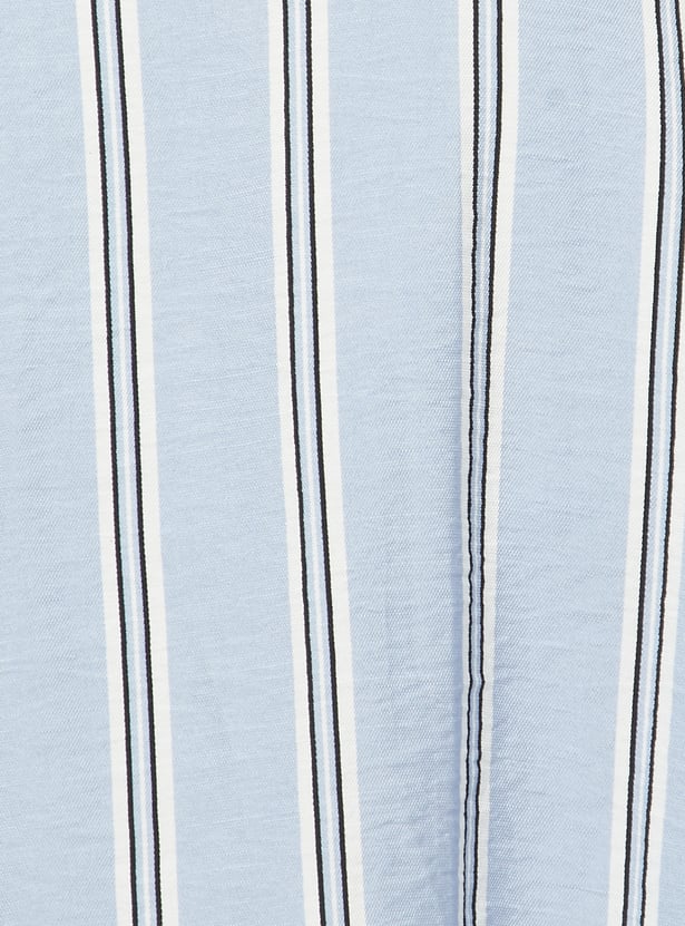 Women Striped Belted Shirt Dress