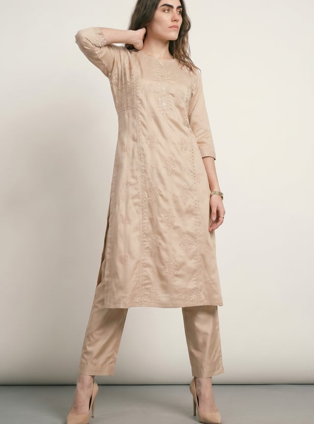 Women Sequins Straight Kurta