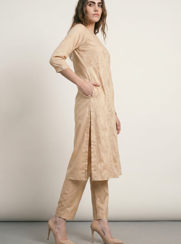 Women Sequins Straight Kurta