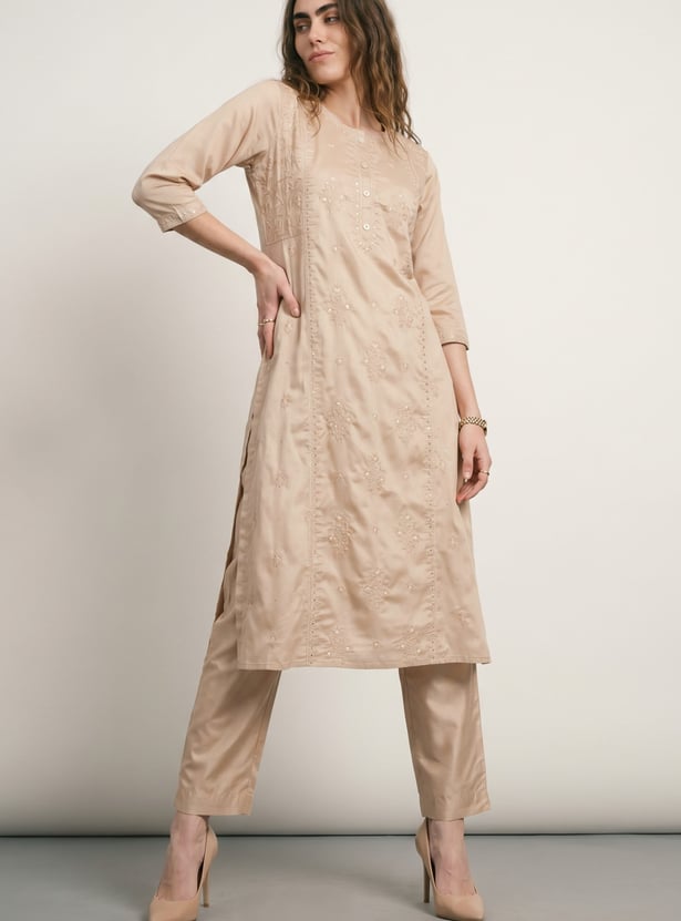 Women Sequins Straight Kurta