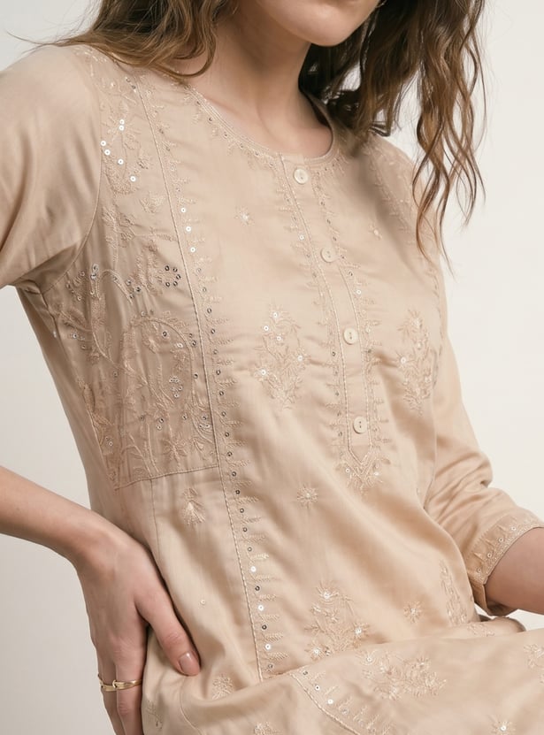 Women Sequins Straight Kurta