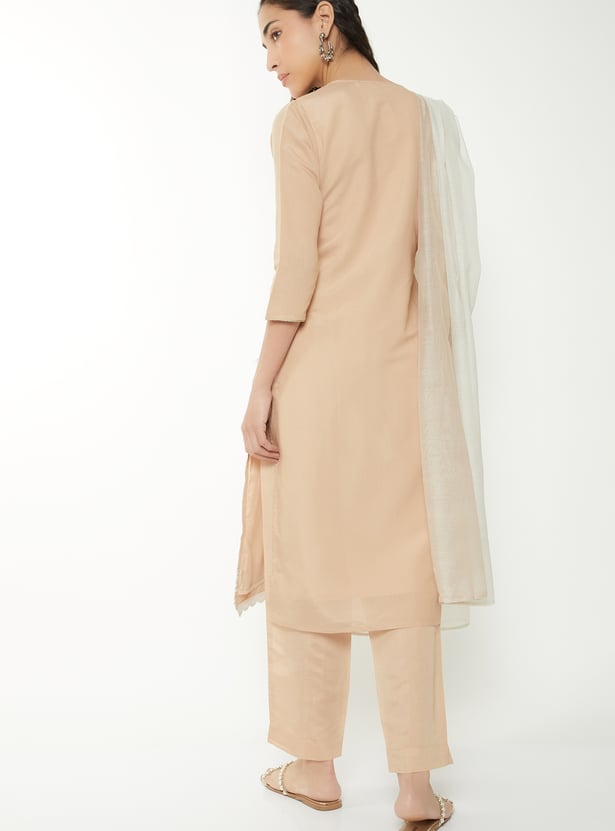 Women Embroidered Straight Kurta Set