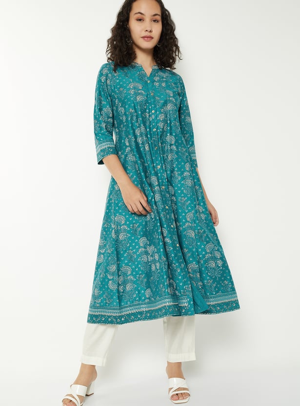 Women Floral Print Kalidar Kurta
