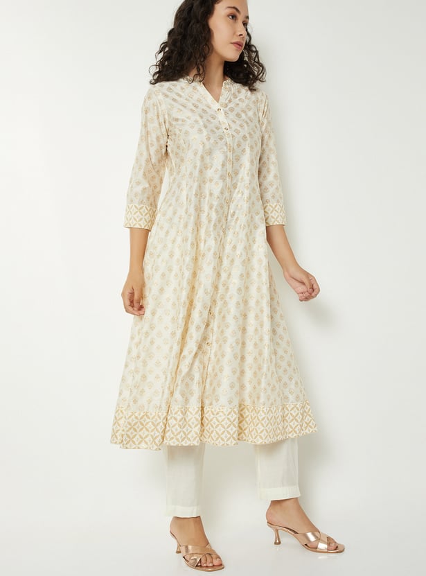 Women Woven Kalidar Kurta