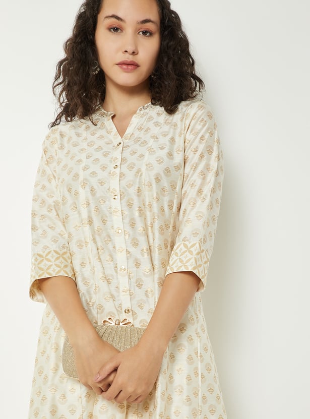 Women Woven Kalidar Kurta