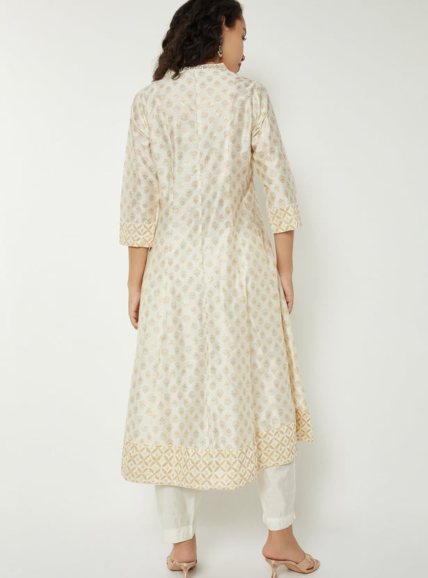 Women Woven Kalidar Kurta