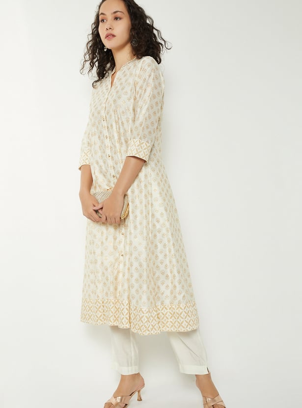 Women Woven Kalidar Kurta