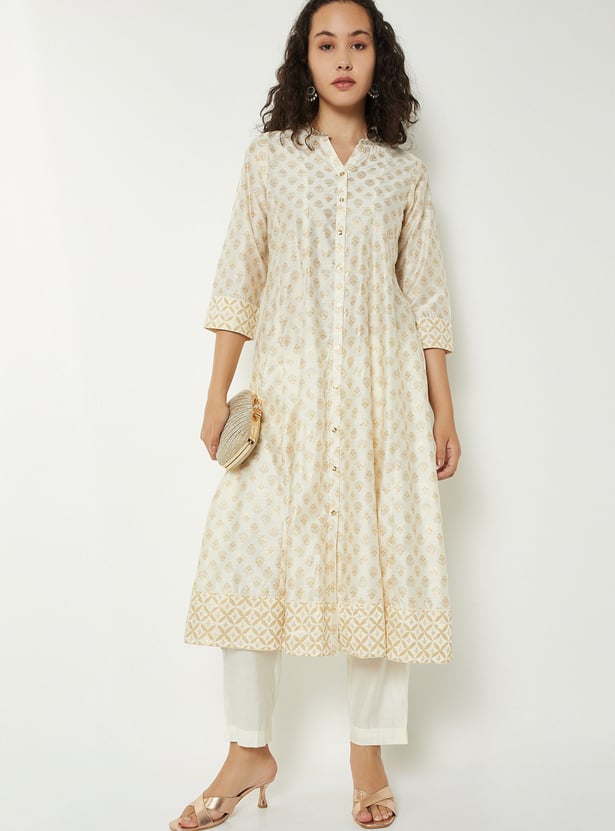 Women Woven Kalidar Kurta