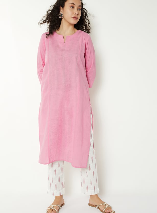 Women Embroidered Straight Kurta Set