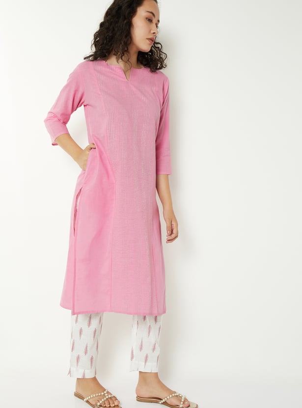 Women Embroidered Straight Kurta Set