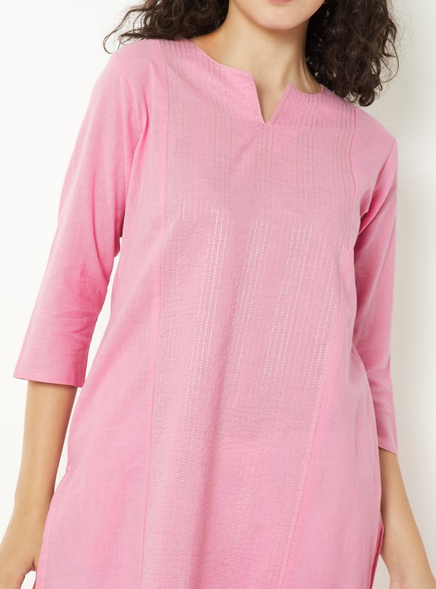 Women Embroidered Straight Kurta Set