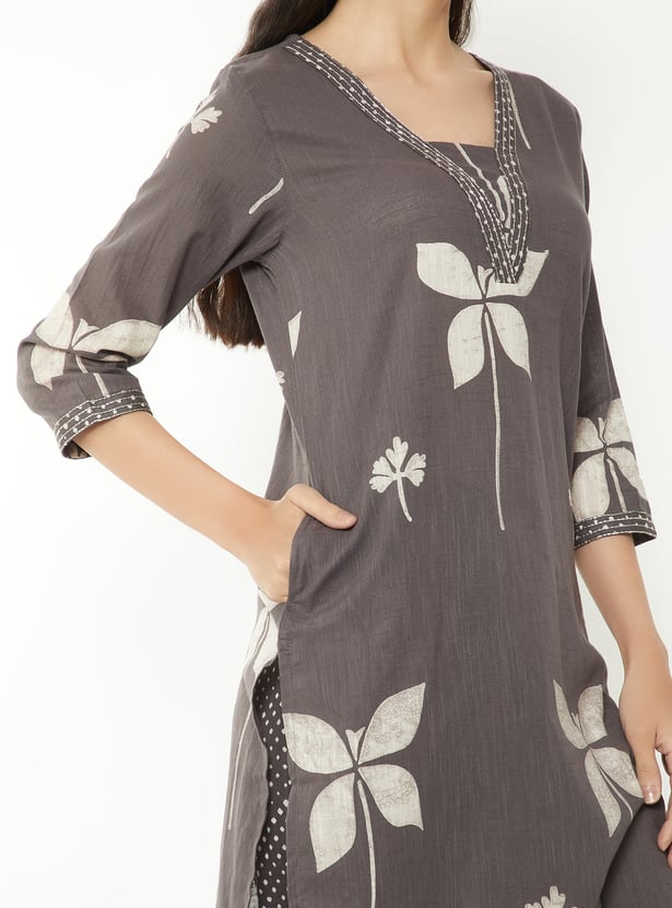 Women Floral Print Straight Kurta Set