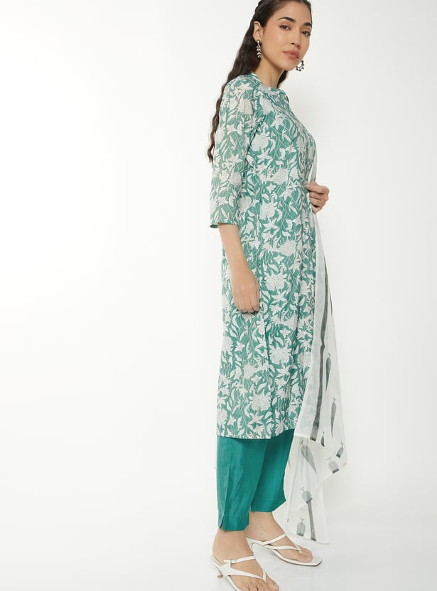 Women Floral Print Straight Kurta Set